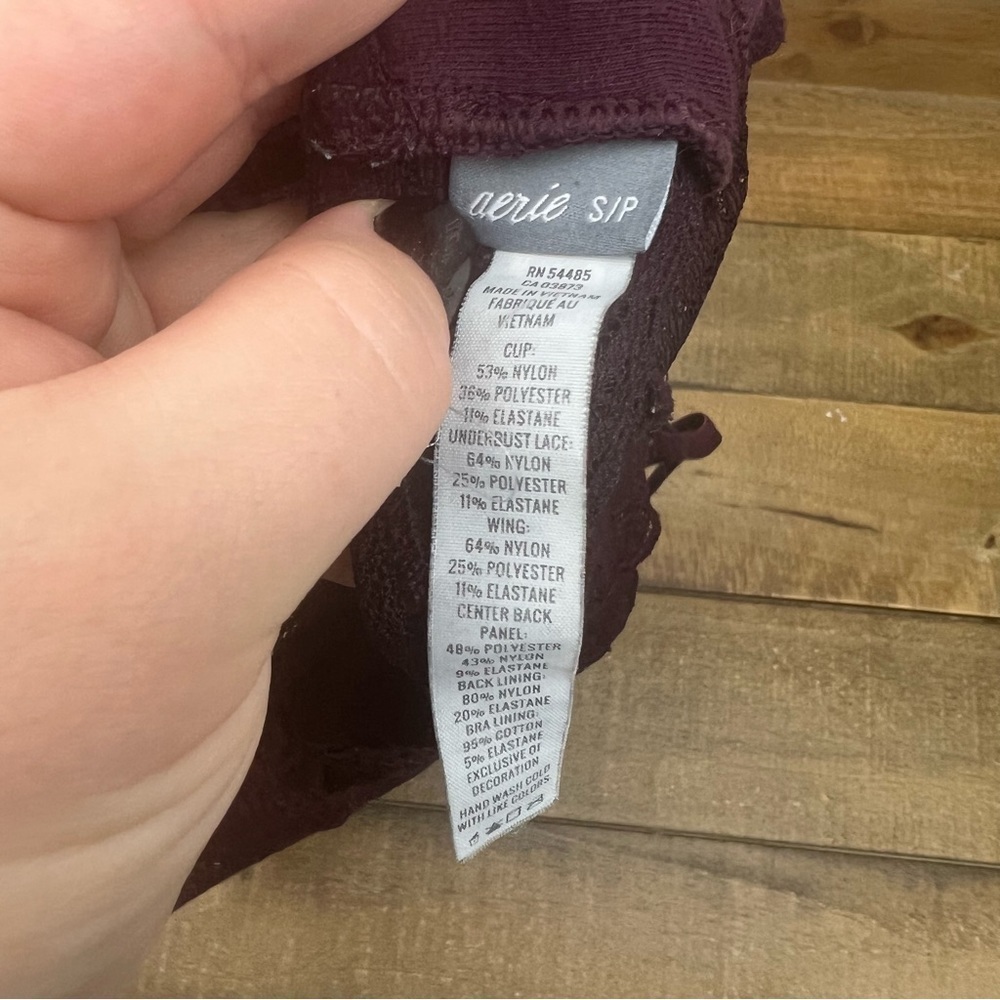 Aerie Lined Lace Racerback Bralette in Aubergine Sz S - Picture 4 of 5